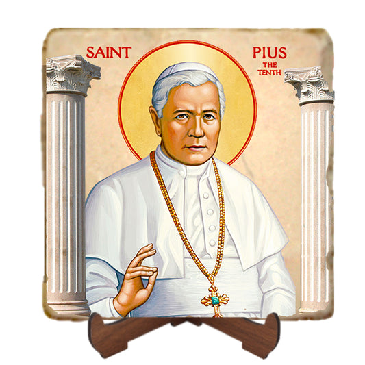 St.Pius Icon,Men Saints,Marble Icon,Handmade,Prayer gift,Christian Icon