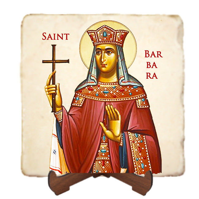 St.Barbara Icon,Women Saint,Marble Icon,Handmade,Prayer gift,Christian Icon