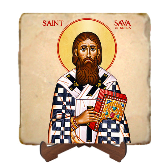 St.Sava Icon,Men Saints,Marble Icon,Handmade,Prayer gift,Christian Icon