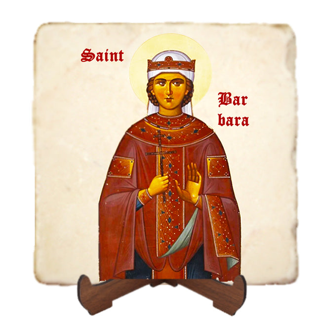 St.Barbara Icon,Women Saint,Marble Icon,Handmade,Christian Icon,Prayer gift
