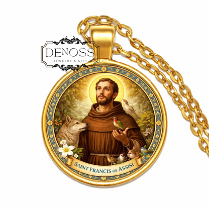 Saint Francis of Assisi Pendant Necklace,Patron of Animals