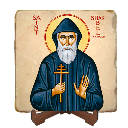 St.Sharbel Icon,Men Saints,Marble Icon,Handmade,Prayer gift,Christian Icon