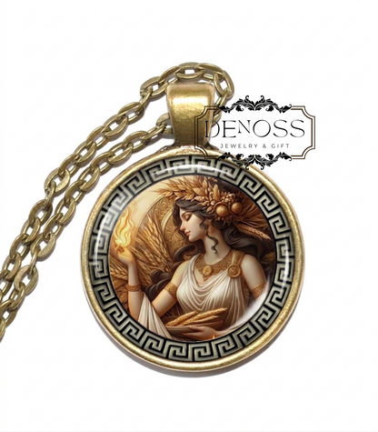 HESTIA Necklace,Goddess of Home,Goddess of Hearth,Protector of Children,Protector of Families,Domestic Order,Greek,Glass Pendant