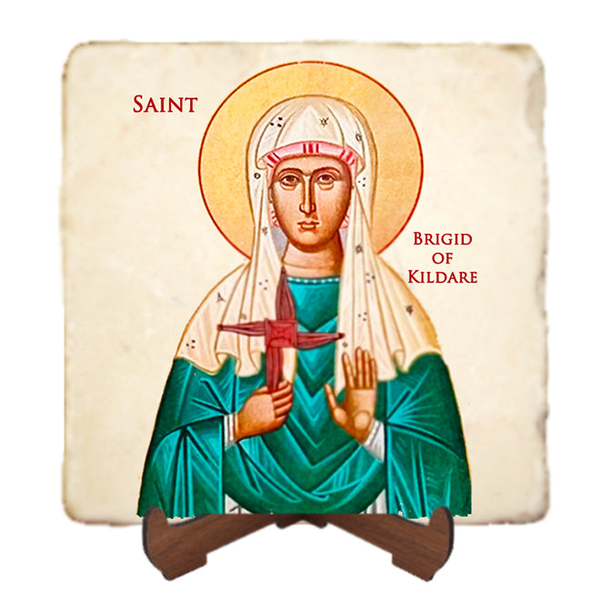 St.Brigid Icon,Women Saint,Marble Icon,Handmade,Prayer gift,Christian Icon