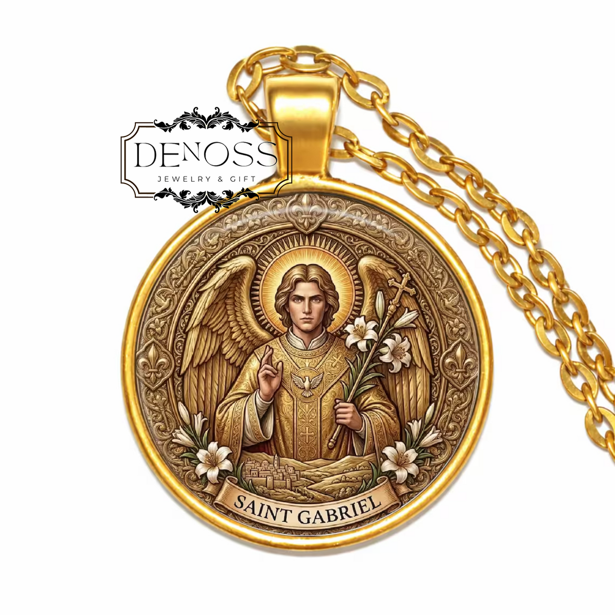 Saint Gabriel Archangel Necklace,Patron Saint of Communication,Angel Necklace