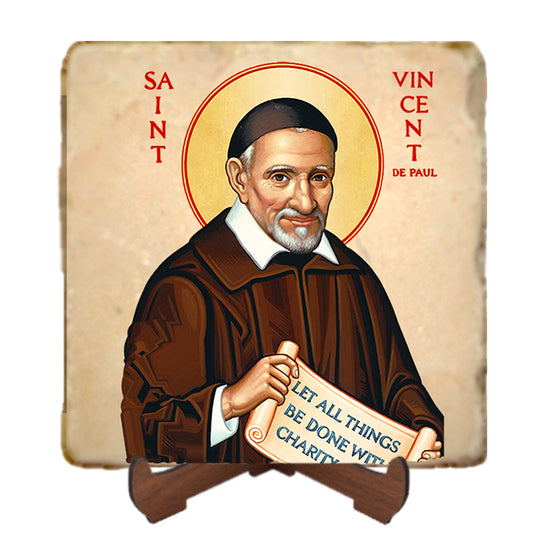 Vincent de Paul Icon,Men Saints,Marble Icon,Handmade,Prayer gift,Christian Icon