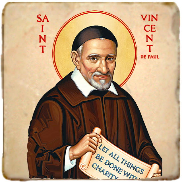 Vincent de Paul Icon,Men Saints,Marble Icon,Handmade,Prayer gift,Christian Icon