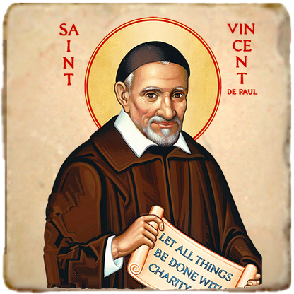 Vincent de Paul Icon,Men Saints,Marble Icon,Handmade,Prayer gift,Christian Icon