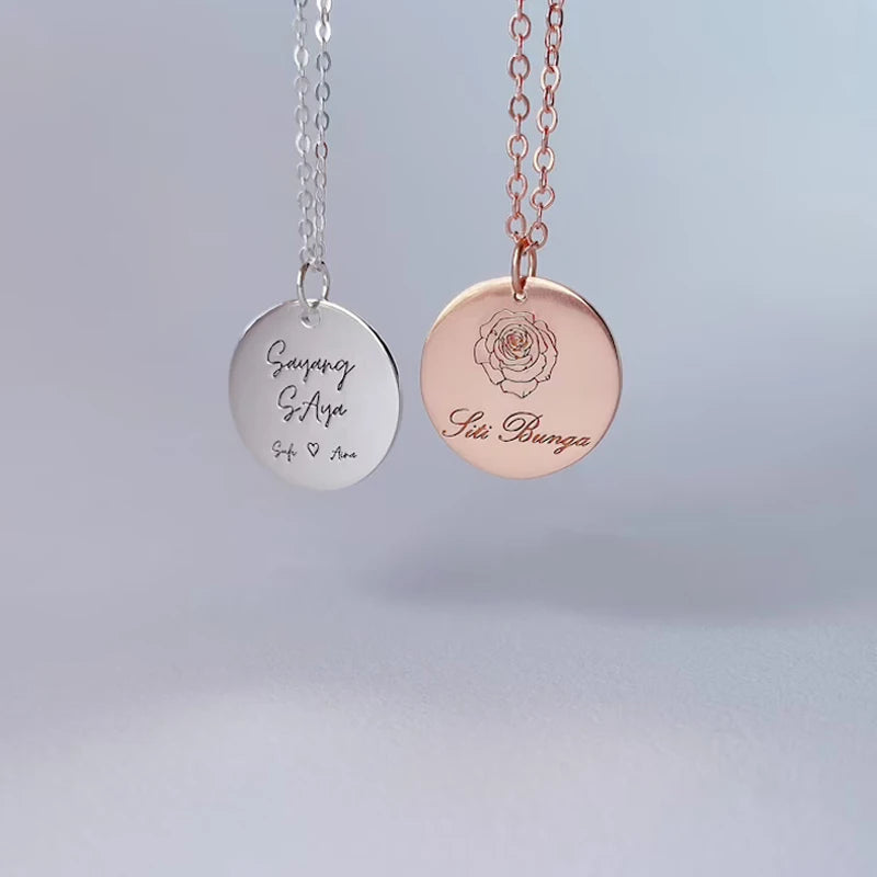 Personalized Handwriting Engraving Pendant Choker Necklace - Denoss