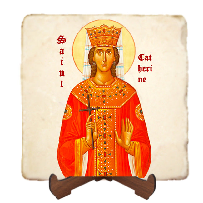 St.Catherine Icon,Women Saint,Marble Icon,Handmade,Prayer gift,Christian Icon