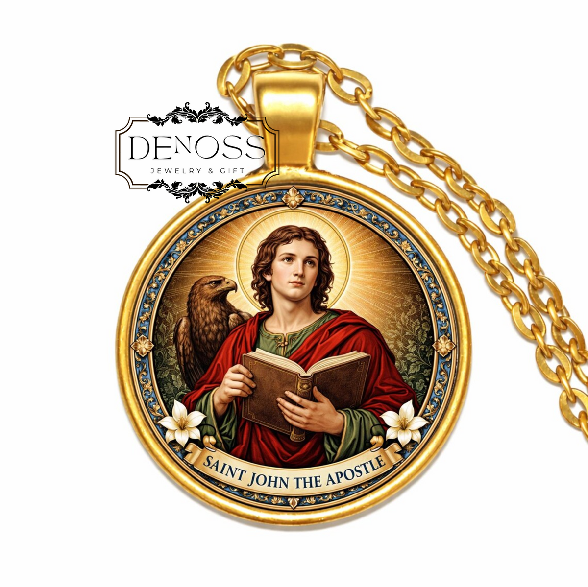 Saint John Apostle Necklace,Catholic Devotional Jewelry