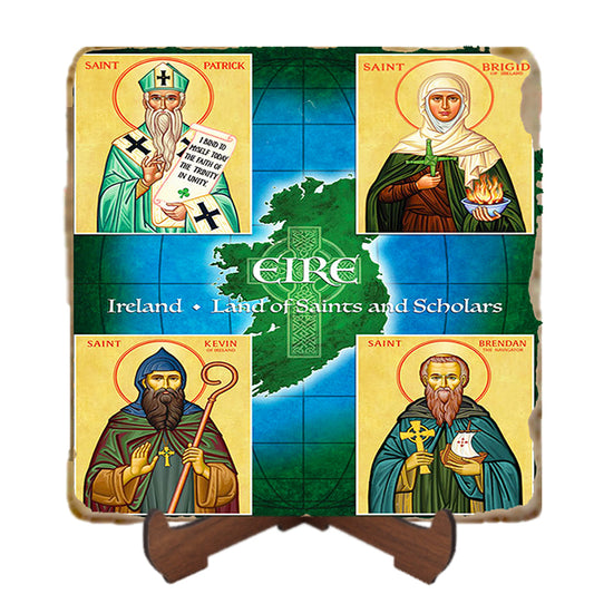 Saints of Ireland Icon,Men Saints,Marble Icon,Handmade,Prayer gift,Christian Icon