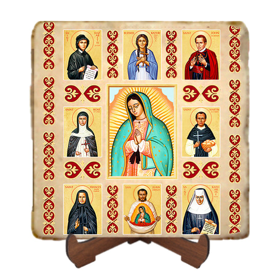 Saints of the Americas Icon,Men,Women Saints,Marble Icon,Handmade,Prayer gift,Christian Icon