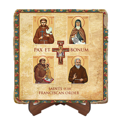 Saints of the Franciscan Order Icon,Men,Women Saints,Marble Icon,Handmade,Prayer gift,Christian Icon