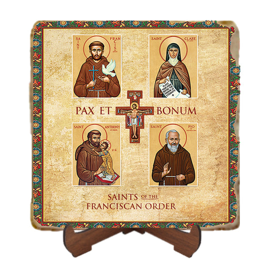 Saints of the Franciscan Order Icon,Men,Women Saints,Marble Icon,Handmade,Prayer gift,Christian Icon