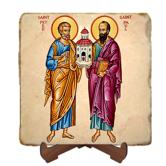 St.Peter and Paul Icon,Men Saints,Marble Icon,Handmade,Prayer gift,Christian Icon
