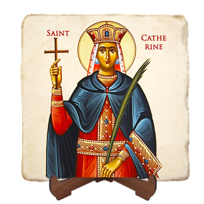 St.Catherine Icon,Women Saint,Marble Icon,Handmade,Prayer gift,Christian Icon