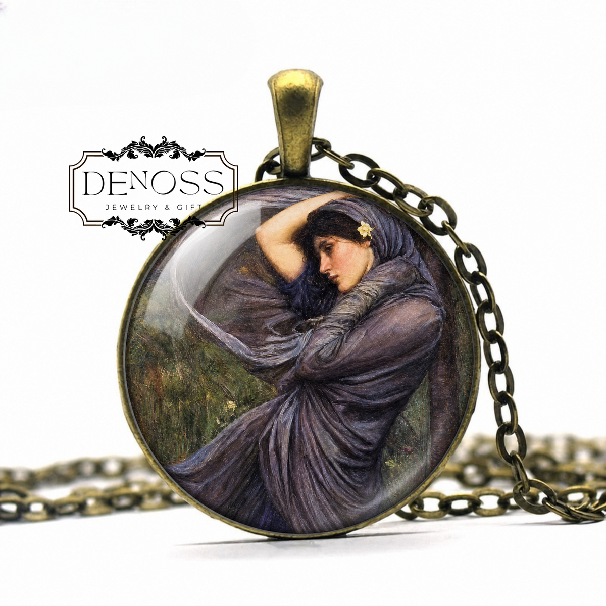 Boreas Pendant Necklace,Pre-Raphaelite J.W. Waterhouse Art