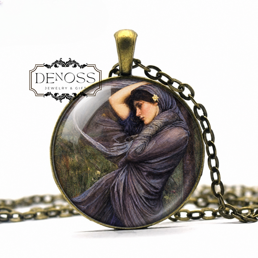 Boreas Pendant Necklace,Pre-Raphaelite J.W. Waterhouse Art