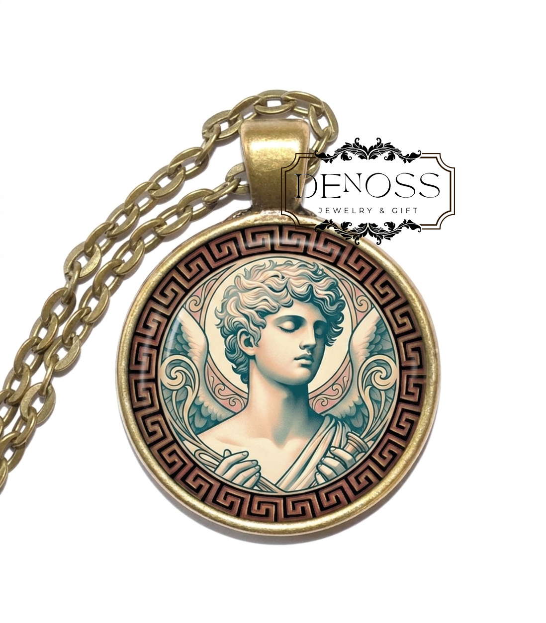 HYPNOS Necklace,God of Sleep,Greek, Mythology,Erebos,Art Pendant Necklace,Handmade Necklace,Glass pendant