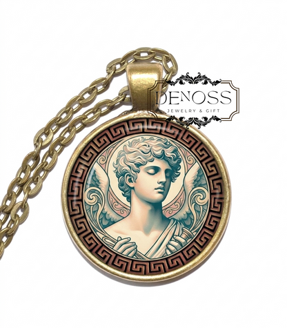 HYPNOS Necklace,God of Sleep,Greek, Mythology,Erebos,Art Pendant Necklace,Handmade Necklace,Glass pendant