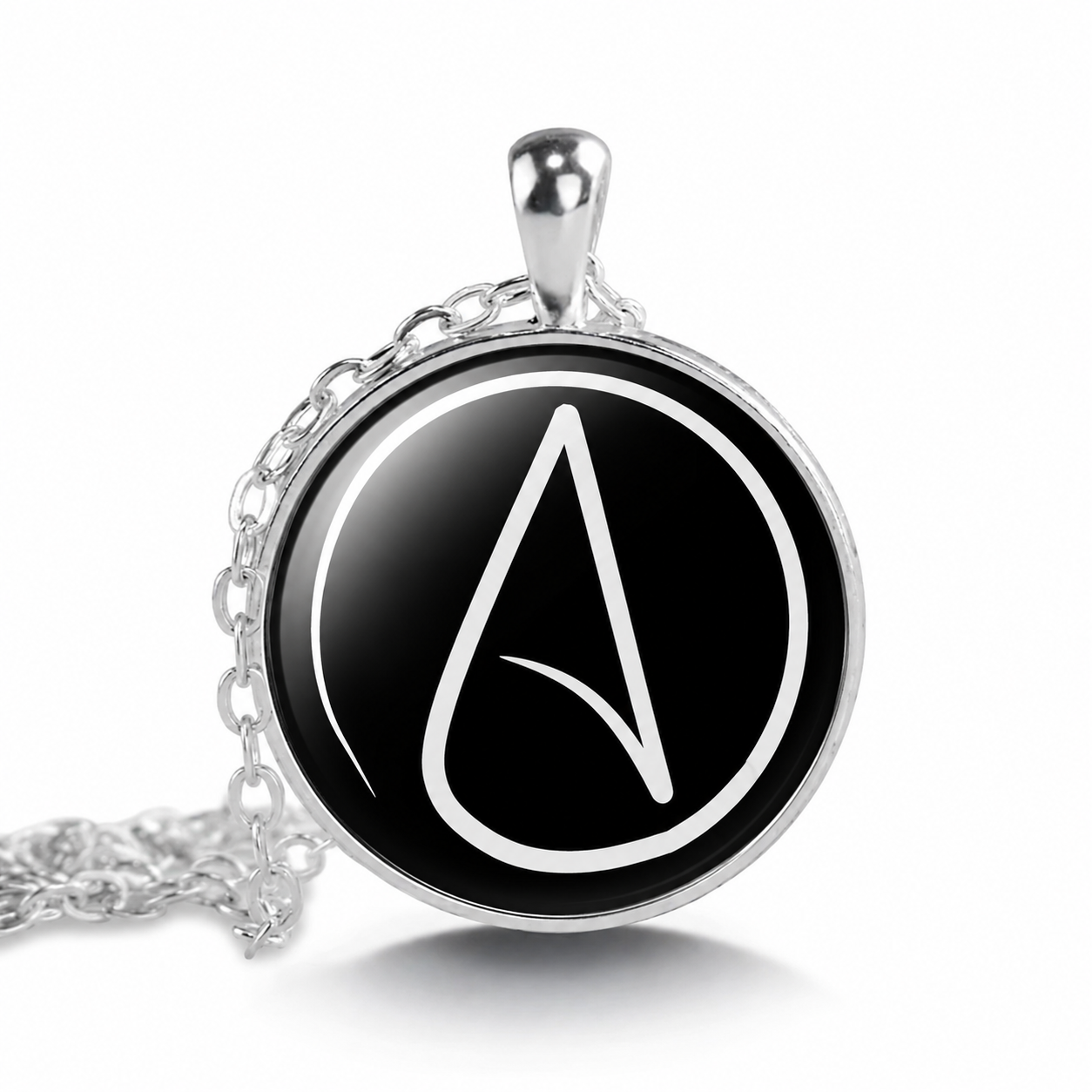 Atheist Symbol Pendant Necklace,Glass Dome Jewelry