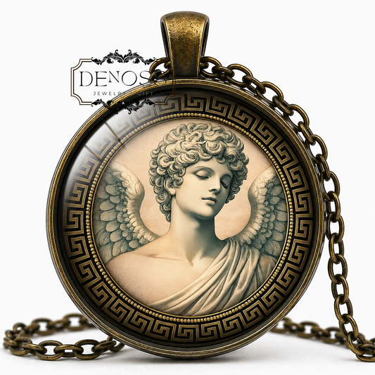 HYPNOS Necklace,God of Sleep,Greek,Mythology,Erebos,Art Pendant Necklace,Handmade Necklace,Glass pendant - Denoss