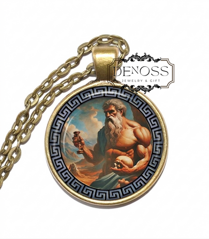 IAPETUS Necklace,Titan of Mortality,Greek, Mythology,Glass Pendant