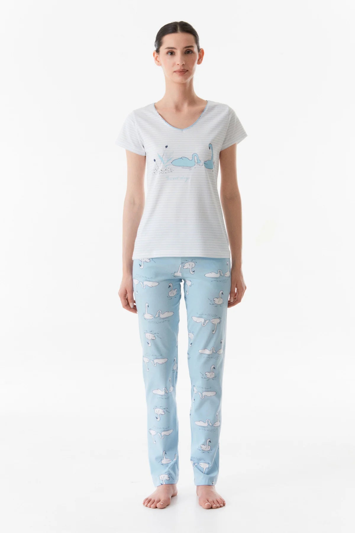 Ice Blue Swan Pajama Set - Denoss