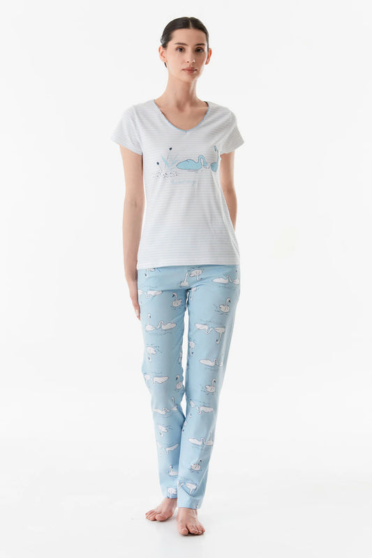 Ice Blue Swan Pajama Set - Denoss