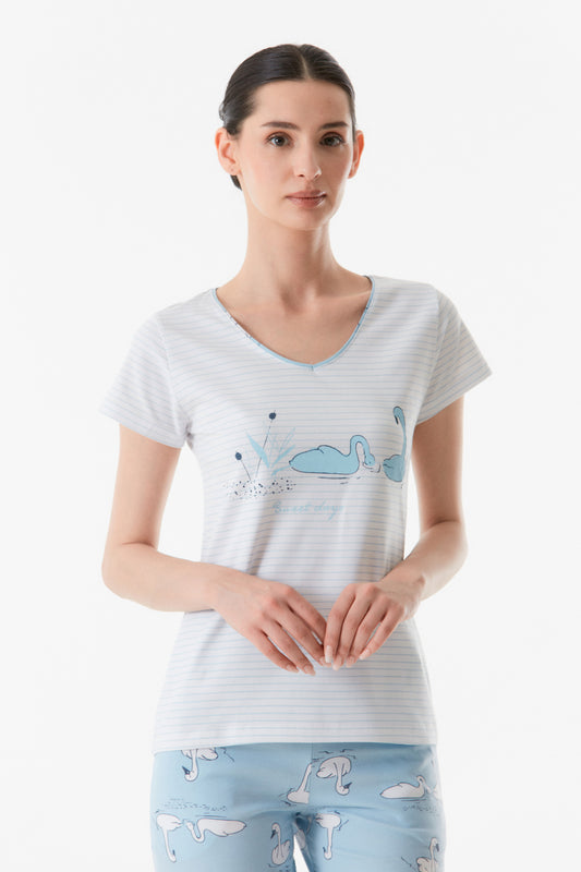 Ice Blue Swan Pajama Set - Denoss