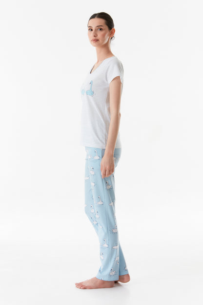 Ice Blue Swan Pajama Set - Denoss