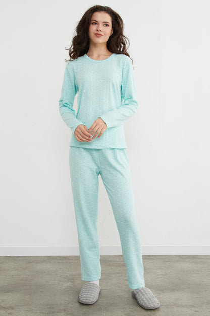 Turquoise Plus Size Heart and Star Pattern Pajama Set - Denoss