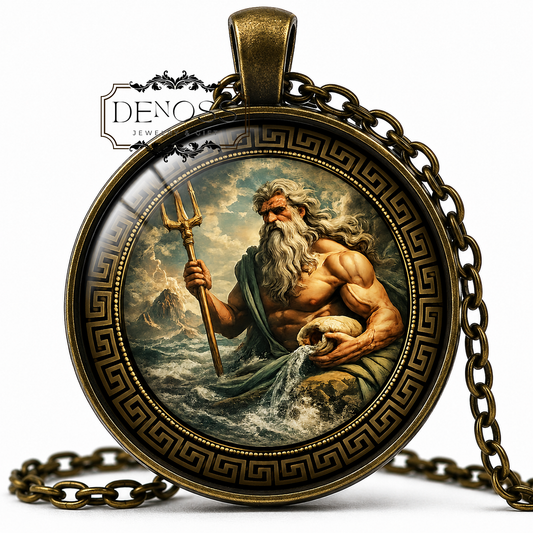 IAPETUS Necklace,Titan of Mortality,Greek Mythology,Glass Pendant - Denoss