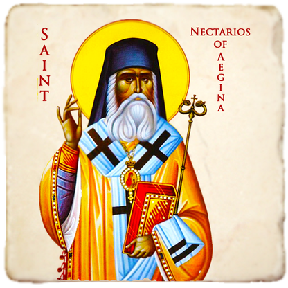 St Nectarios of Aegina Men Saints,Marble Icon,Handmade,Prayer gift,Christian Icon