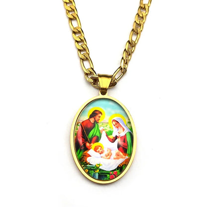Virgin Mary and Jesus Nativity,Catholic,Christian Necklace,Religious Gift Jewelry