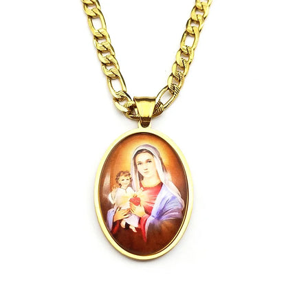 Virgin Mary With Baby Jesus Christian Gift Necklace
