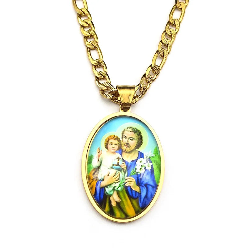 St.Joseph Christian Necklace,Religious Gift Jewelry