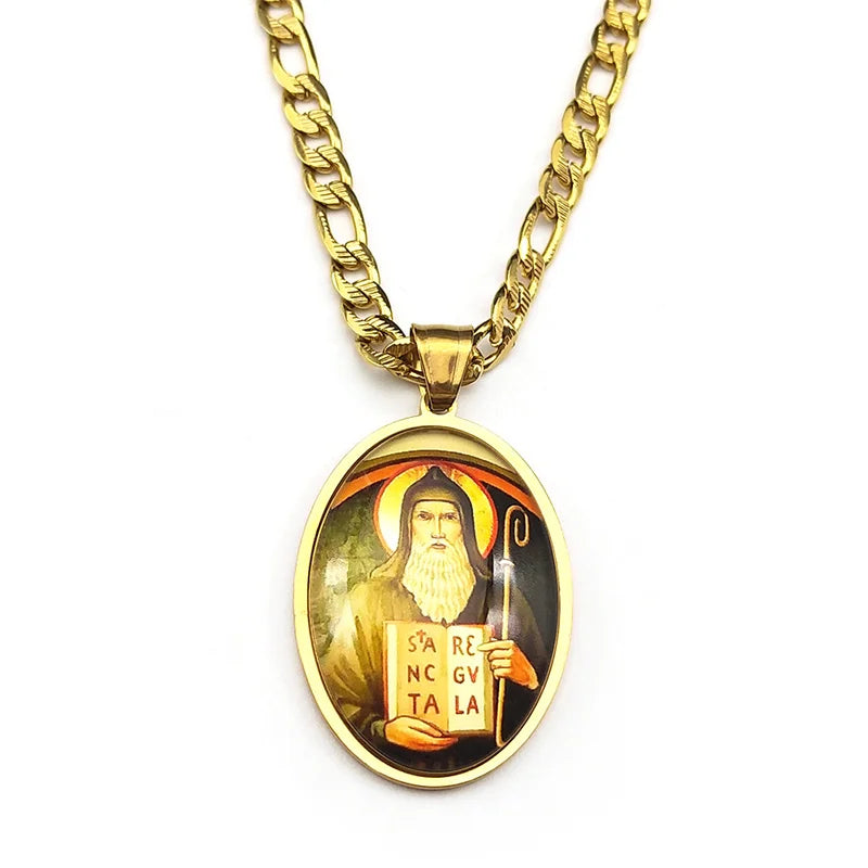 St.Benedict,Catholic,Christian Necklace,Religious Gift Jewelry