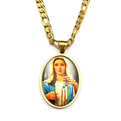 Virgin Mary Hold Pray Beads Chain,Christian Necklace,Religious Gift Jewelry