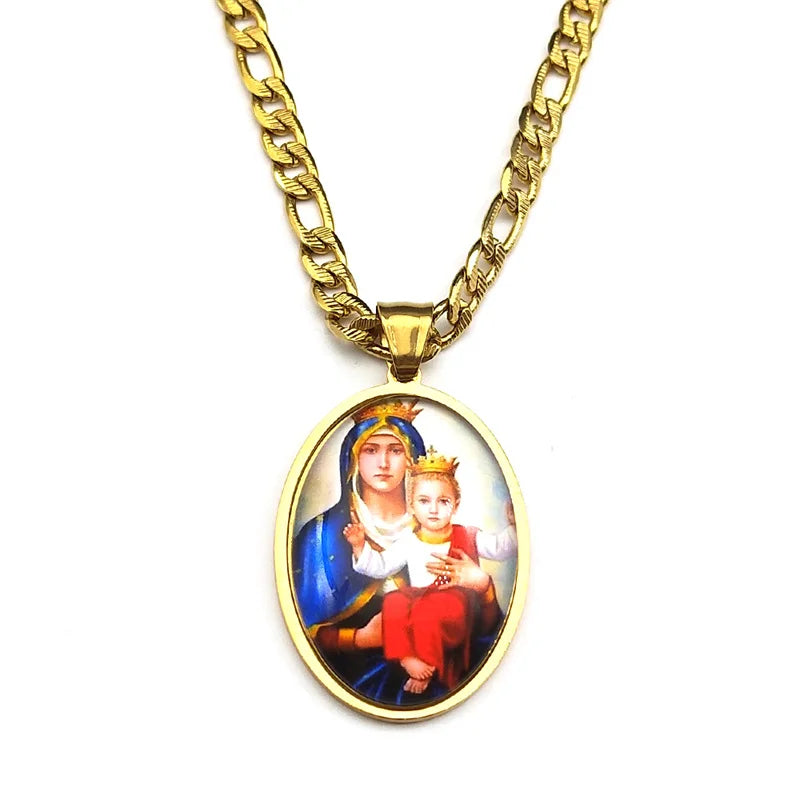 Virgin Mary Hold Baby,Christian Necklace,Religious Gift Jewelry
