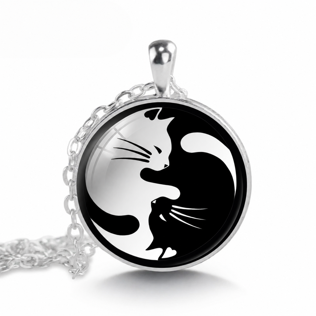Cat Yin Yang Pendant Necklace