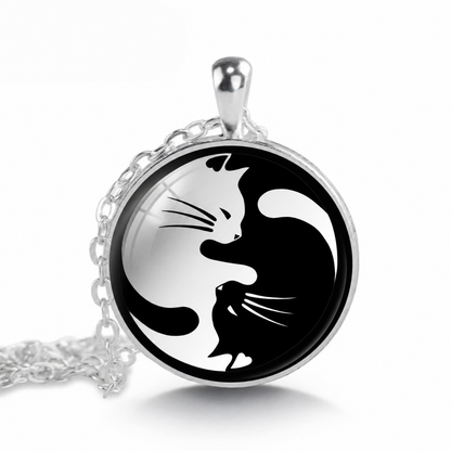 Cat Yin Yang Pendant Necklace