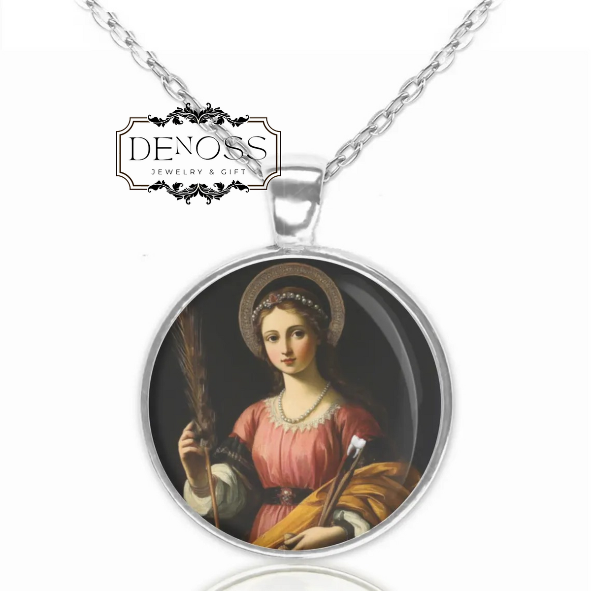 Saint Apollonia Necklace,Patron Saint of Dentistry,Catholic Necklace Medal Pendant