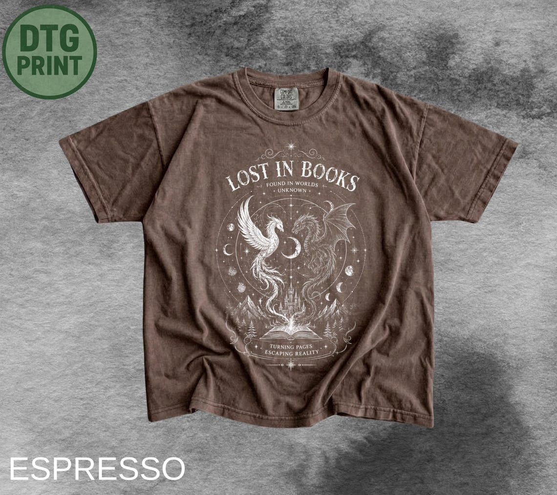 90s Fantasy Dragon Graphic Tee, Comfort Colors® Book Lover T-Shirt, Gothic Grunge Castle Top, Reader Gift