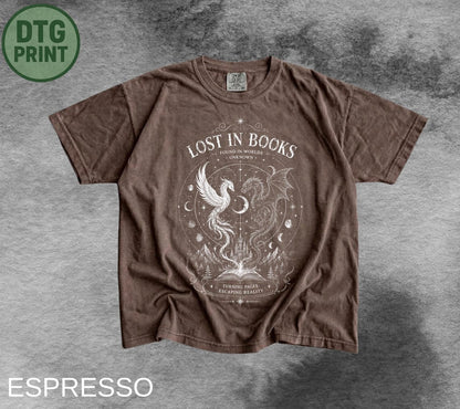 90s Fantasy Dragon Graphic Tee, Comfort Colors® Book Lover T-Shirt, Gothic Grunge Castle Top, Reader Gift