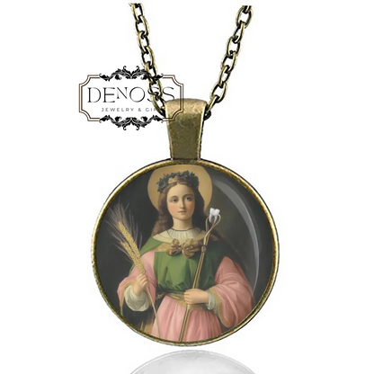 Saint Apollonia,Patron Saint of Dentistry,Religious Catholic Christian Medal Pendant necklace