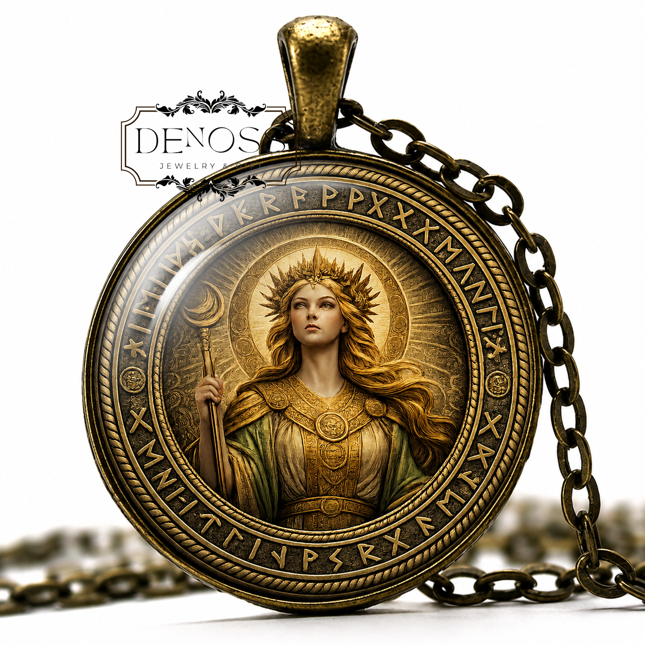 VÖR Necklace,Norse,Goddess of Wisdom,Goddess of Vows,Goddess of Truth,Scandinavian,Vikings,Asatru,Glass Pendant