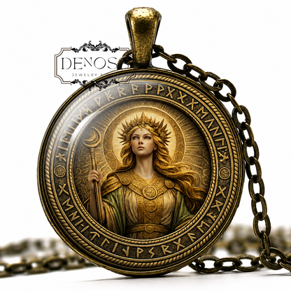 VÖR Necklace,Norse,Goddess of Wisdom,Goddess of Vows,Goddess of Truth,Scandinavian,Vikings,Asatru,Glass Pendant