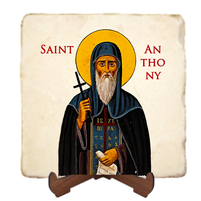 St.Anthony Icon,Men Saints,Marble Icon,Handmade,Prayer gift,Christian Icon
